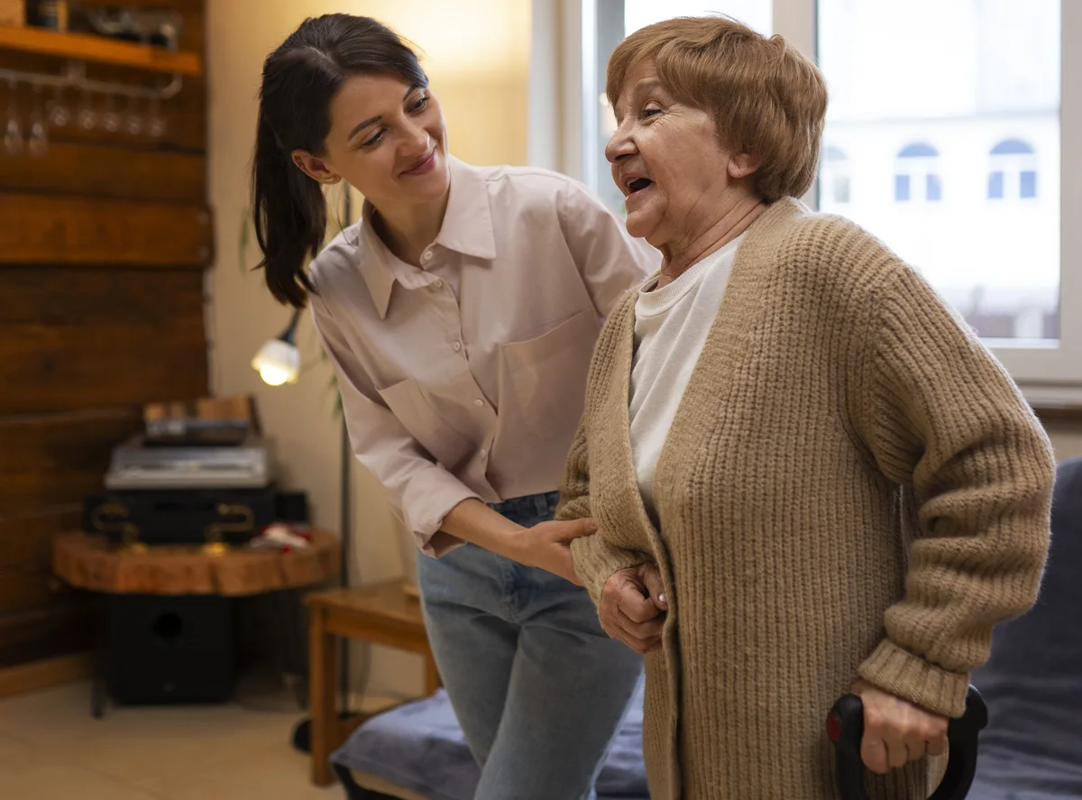 Galicare support worker caring for a client at home